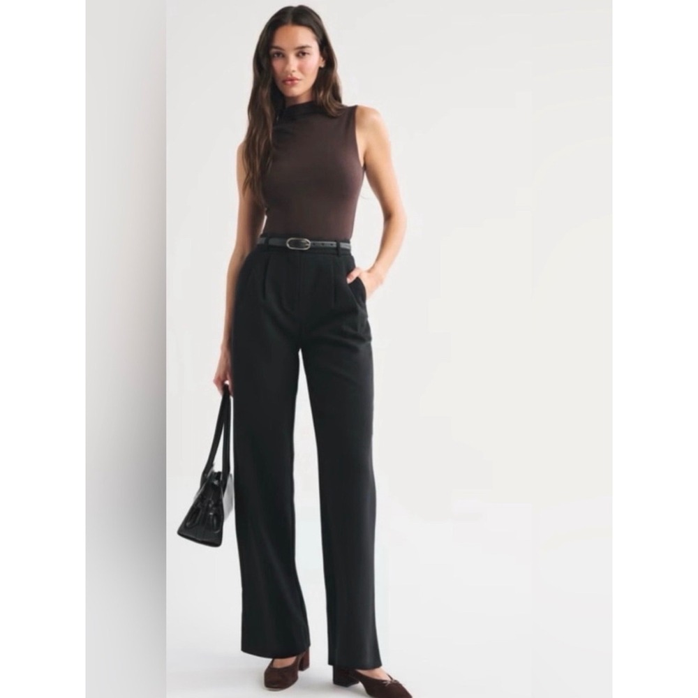 Abercrombie & Fitch Sloane Tailored Pants Trousers 30 Regular Black Pleated